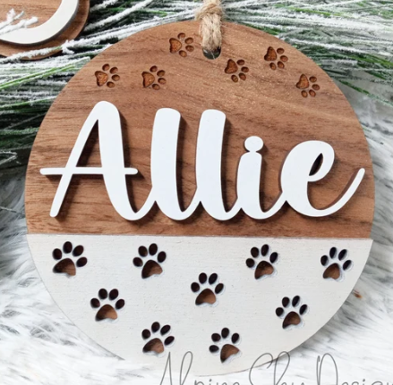 Personalized Ornament - Animal Name with Paws