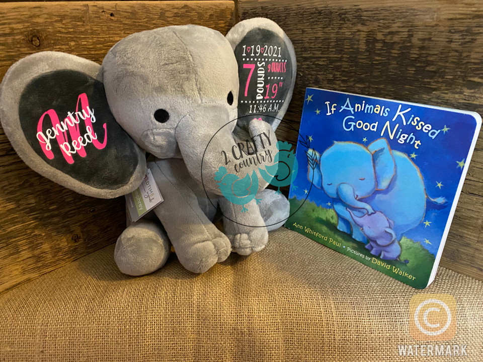 Baby Annoucement Elephant and book